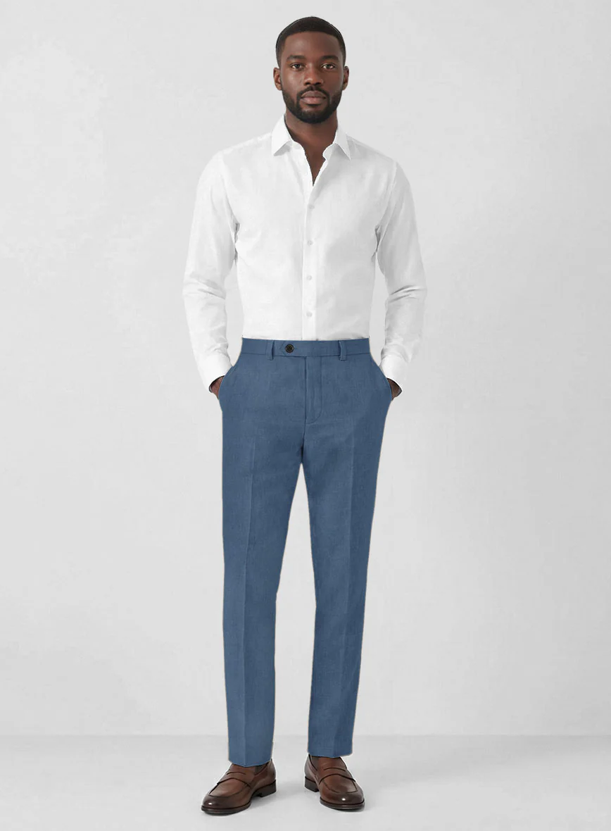 Solbiati Art Du Lin Dark Pastel Blue Linen Suit - Image 7