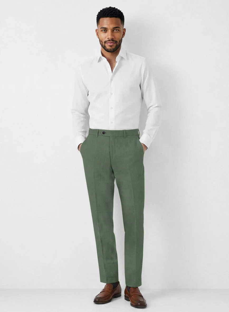 Solbiati Art Du Lin Sage Green Linen Pants