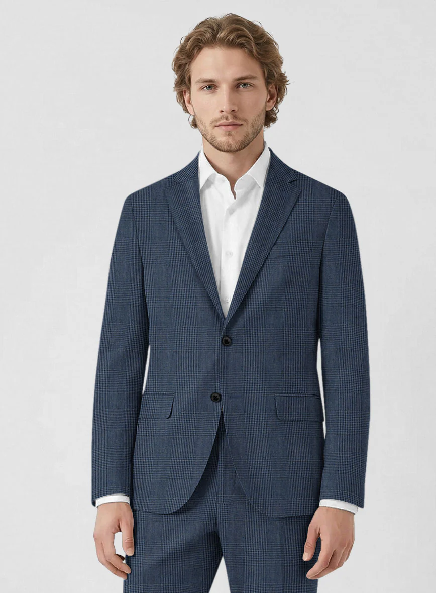 Solbiati Artic Blue Check Linen Jacket - Image 2