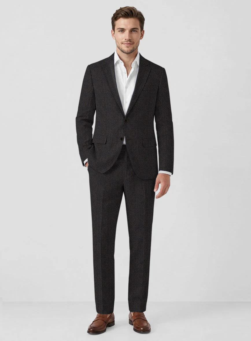 Solbiati Blue Brown Check Linen Suit