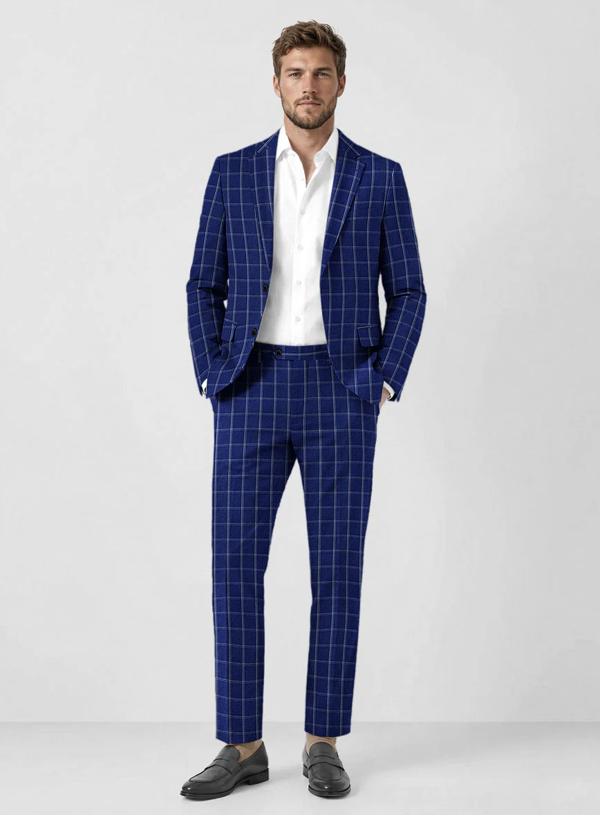 Solbiati Cobalt Blue Checks Seersucker Suit
