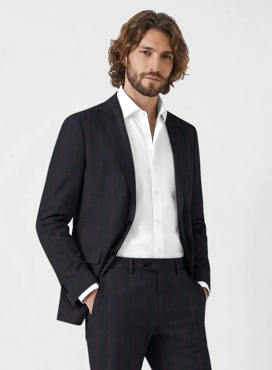 Solbiati Dark Blue Checks Seersucker Jacket - Image 2