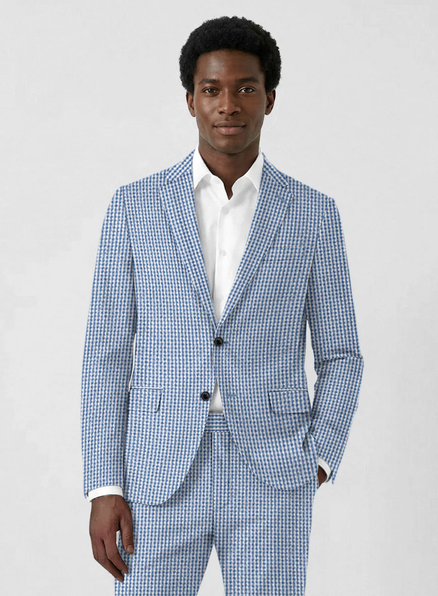 Solbiati Gingham Blue Seersucker Suit - Image 4