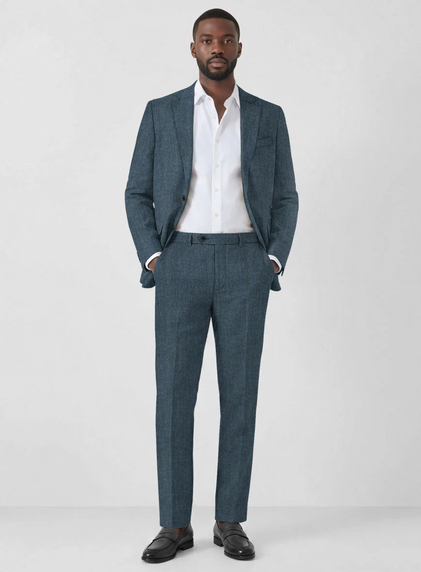 Solbiati Mid Blue Herringbone Linen Suit