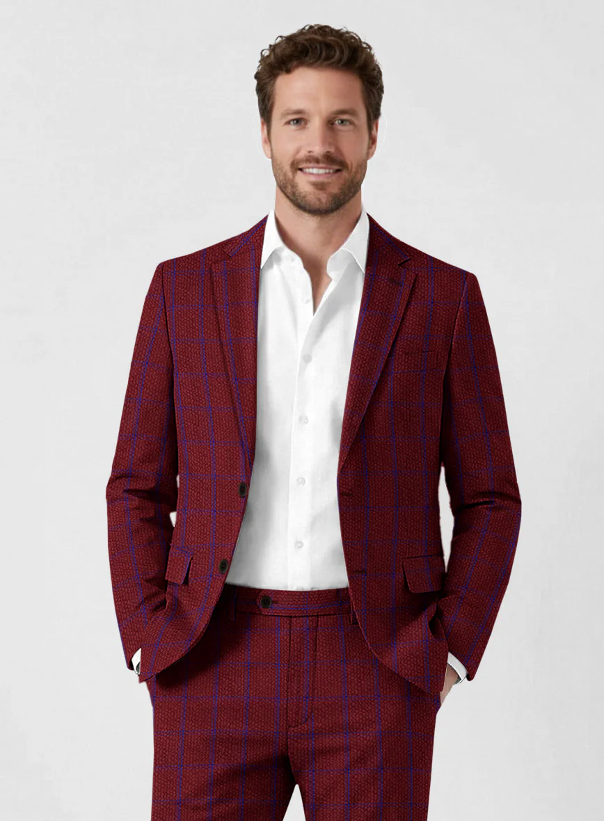 Solbiati Wine Checks Seersucker Suit - Image 3