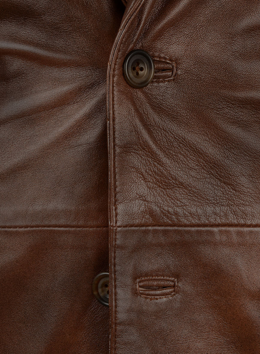 Spanish Brown Harper Leather Blazer - Image 5