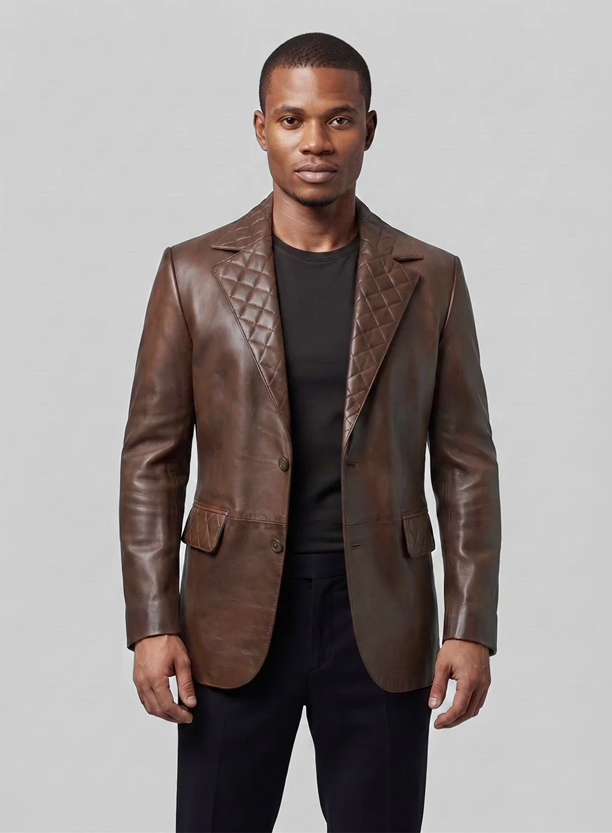 Spanish Brown Harper Leather Blazer - Image 6