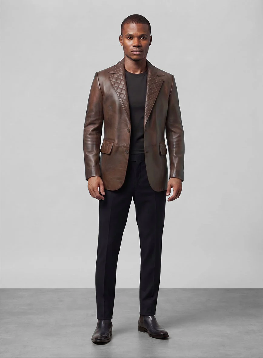 Spanish Brown Harper Leather Blazer - Image 7