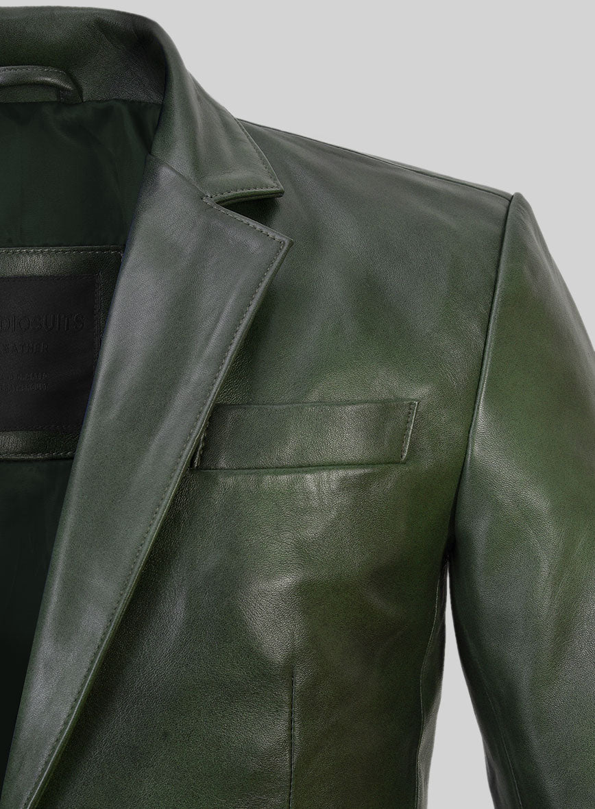 Spanish Green Leather Blazer - Image 3