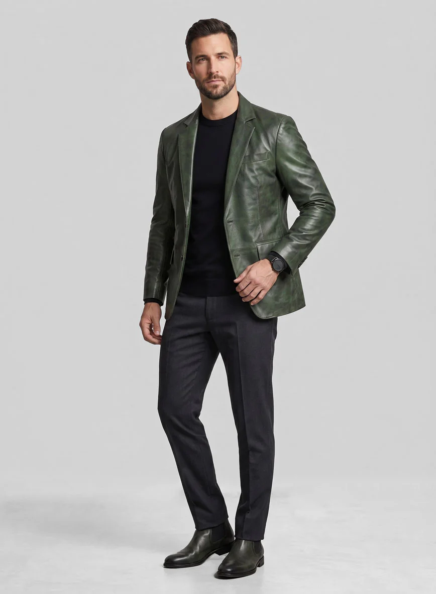 Spanish Green Leather Blazer - Image 7