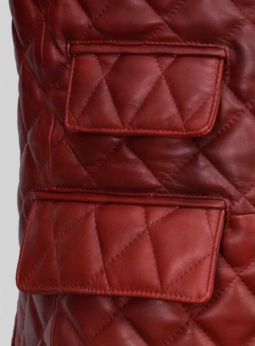 Spanish Red Bocelli Quilted Tuxedo Leather Blazer - Image 3