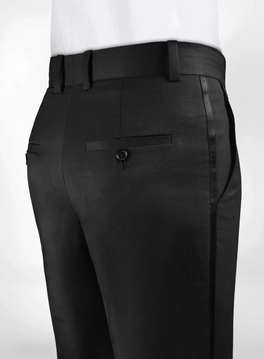 Italian Style Black Wool Tuxedo - Satin Trim - Image 5