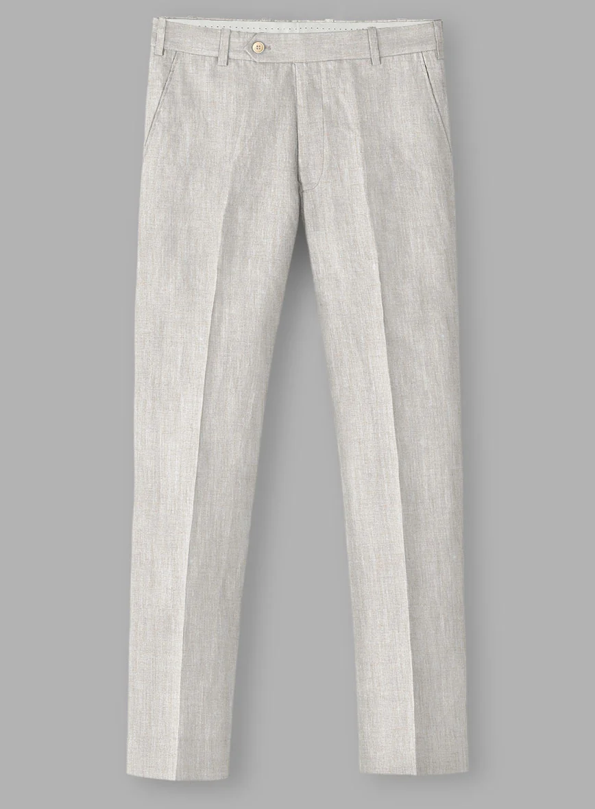 Tropical Beige Linen Pants