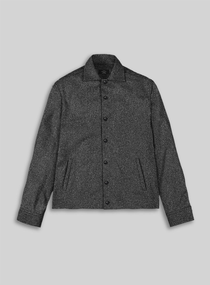 Trucker Charcoal Flecks Donegal Tweed Shirt - Image 2