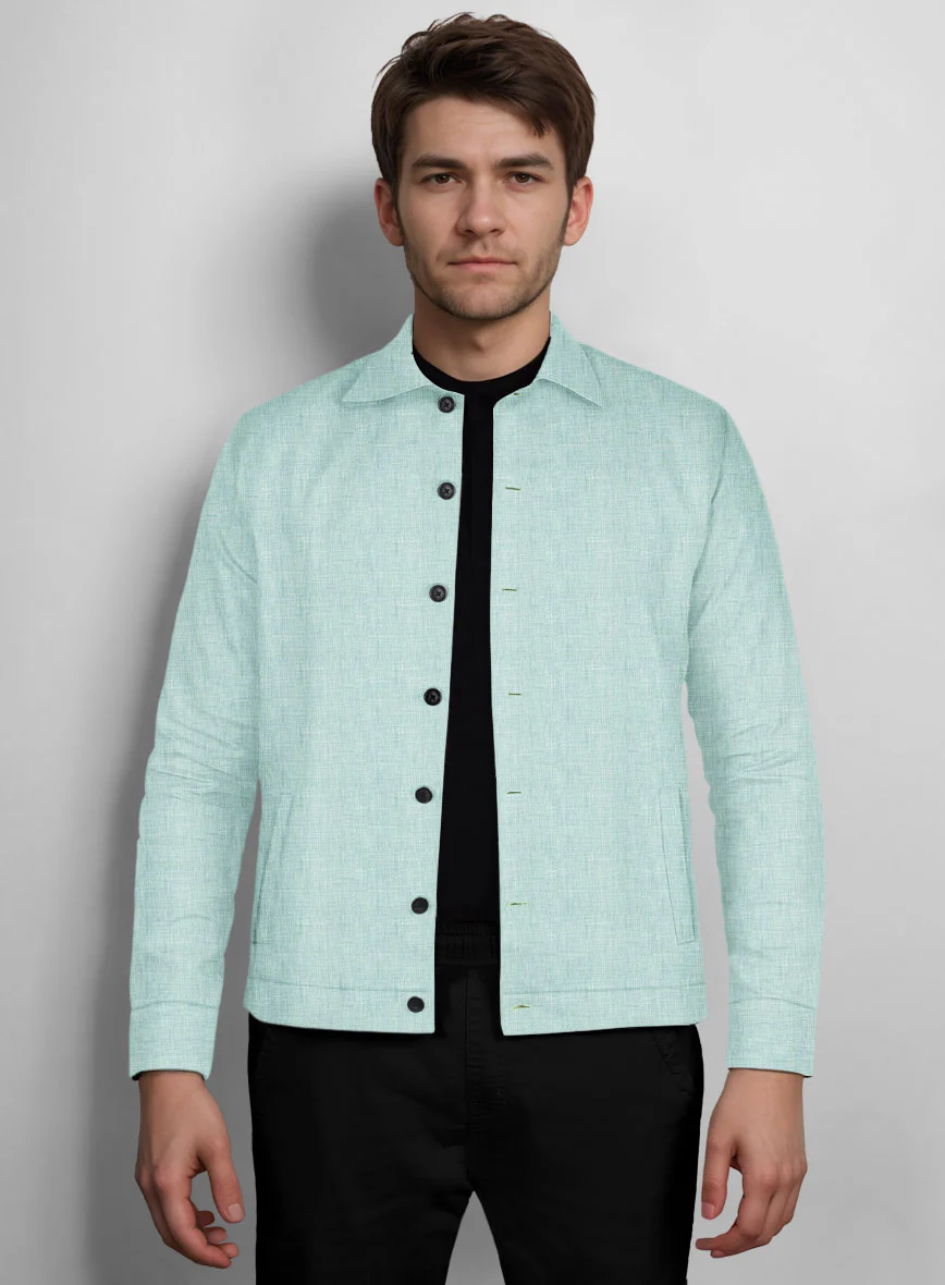 Trucker Italian Linen Mint Green Shirt