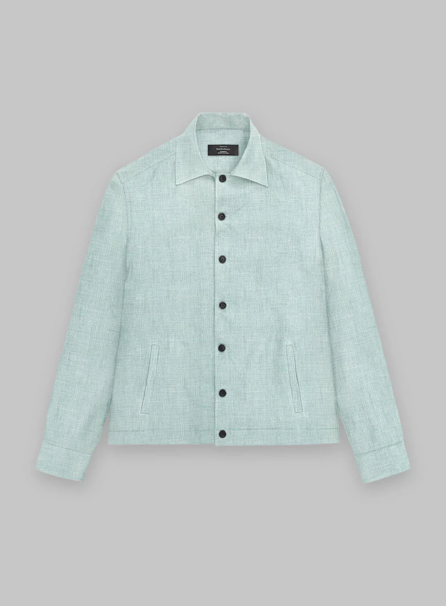Trucker Italian Linen Mint Green Shirt - Image 2