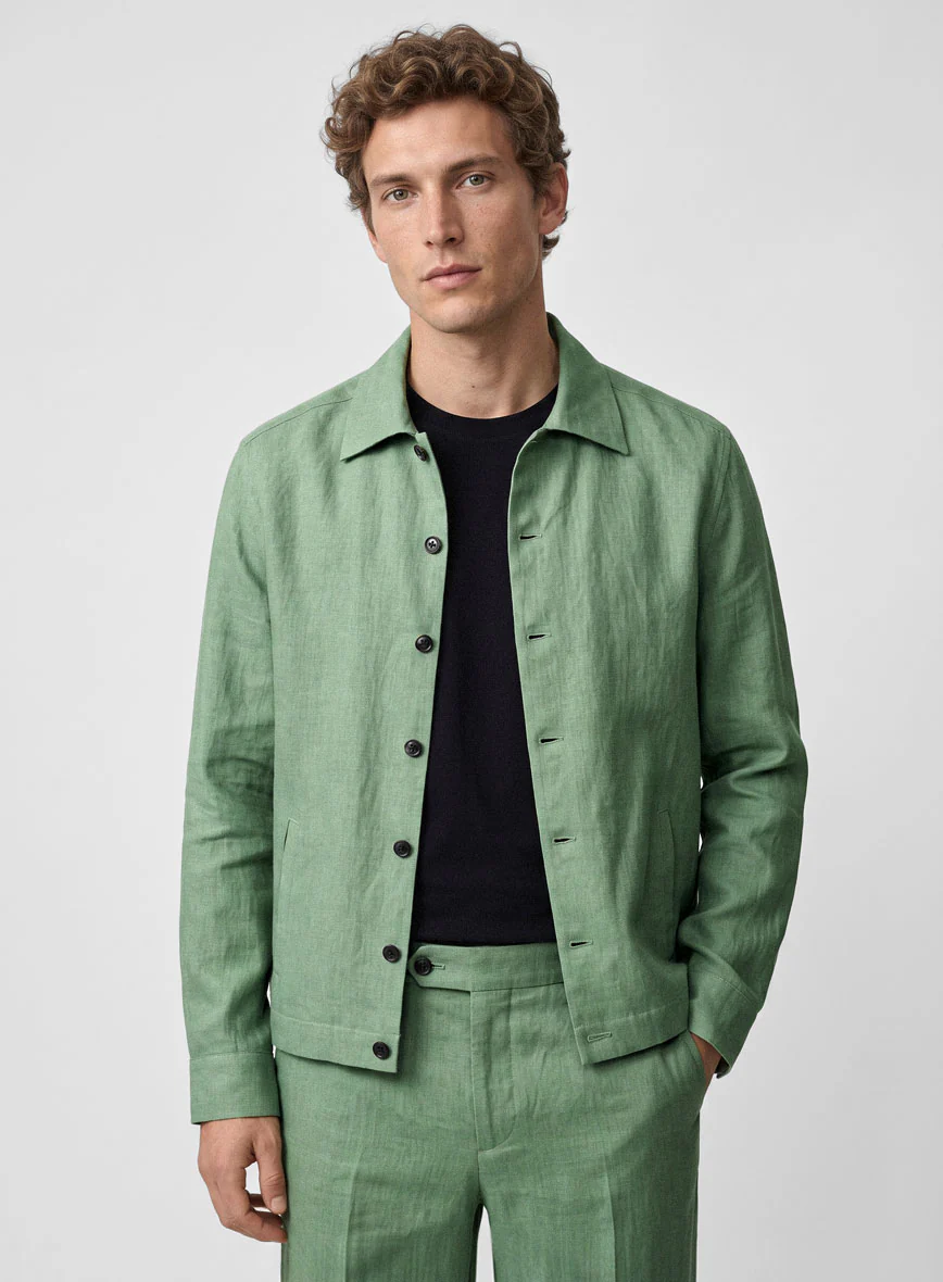 Trucker Italian Linen Mojito Green Shirt