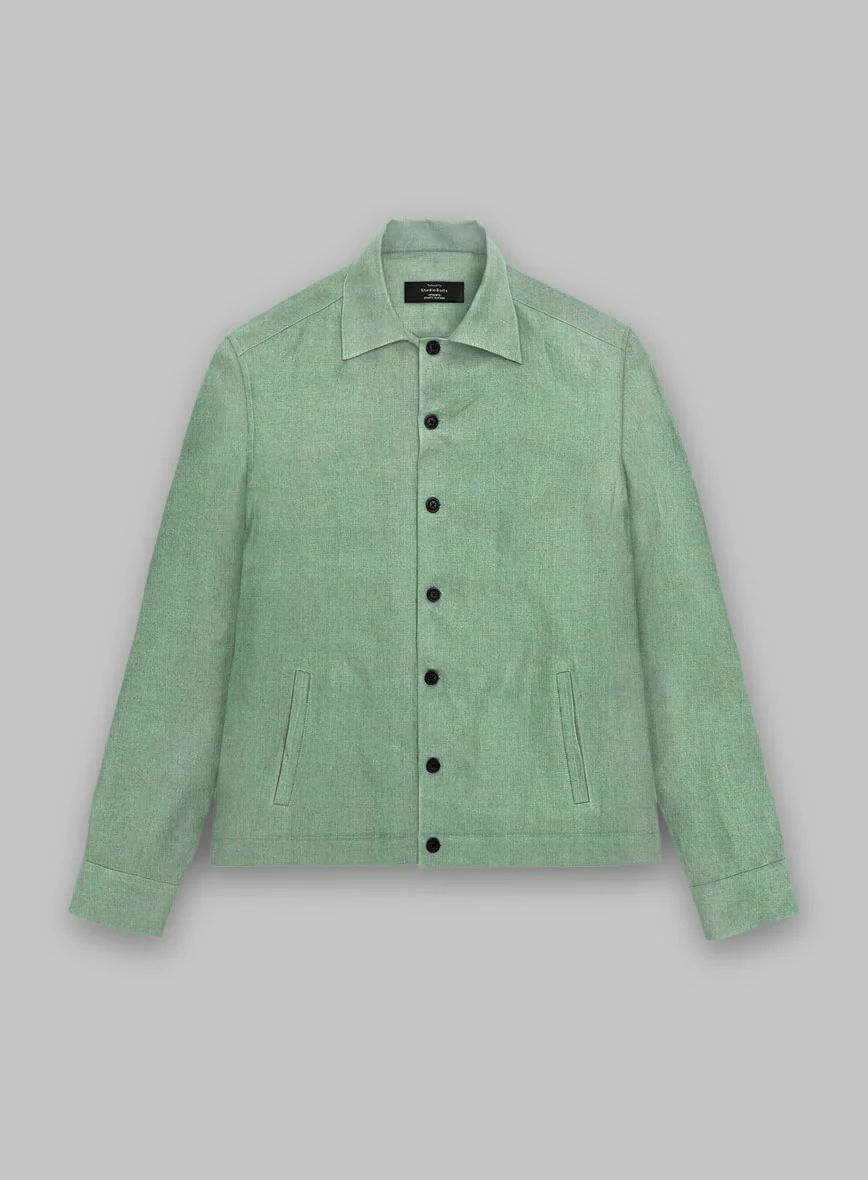 Trucker Italian Linen Mojito Green Shirt - Image 2