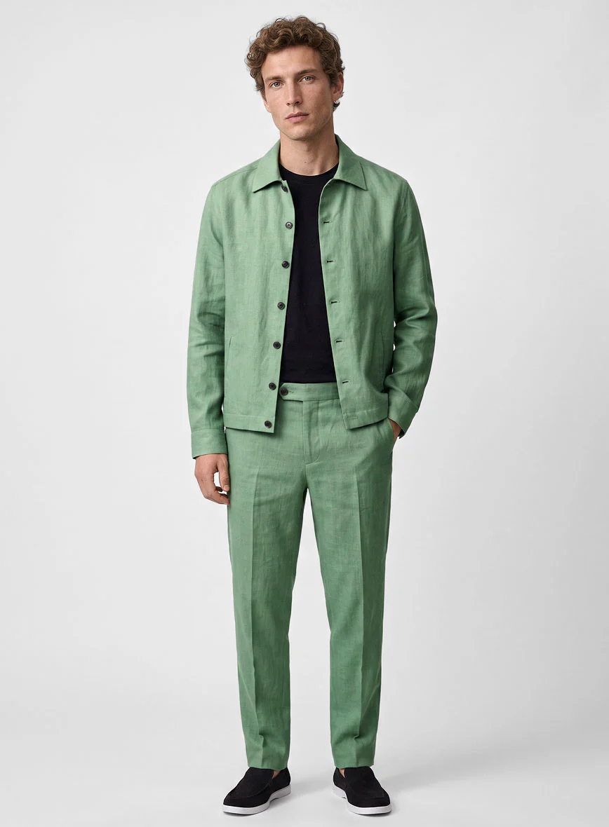 Trucker Italian Linen Mojito Green Shirt - Image 3