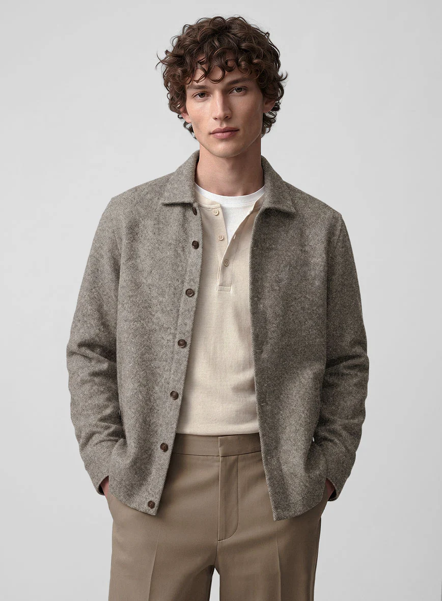 Trucker Light Weight Brown Tweed Shirt