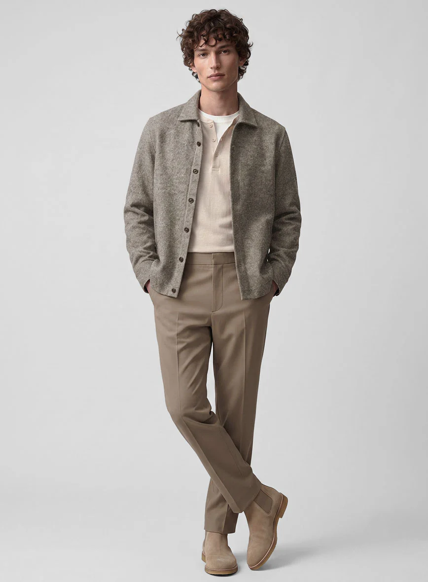 Trucker Light Weight Brown Tweed Shirt - Image 3
