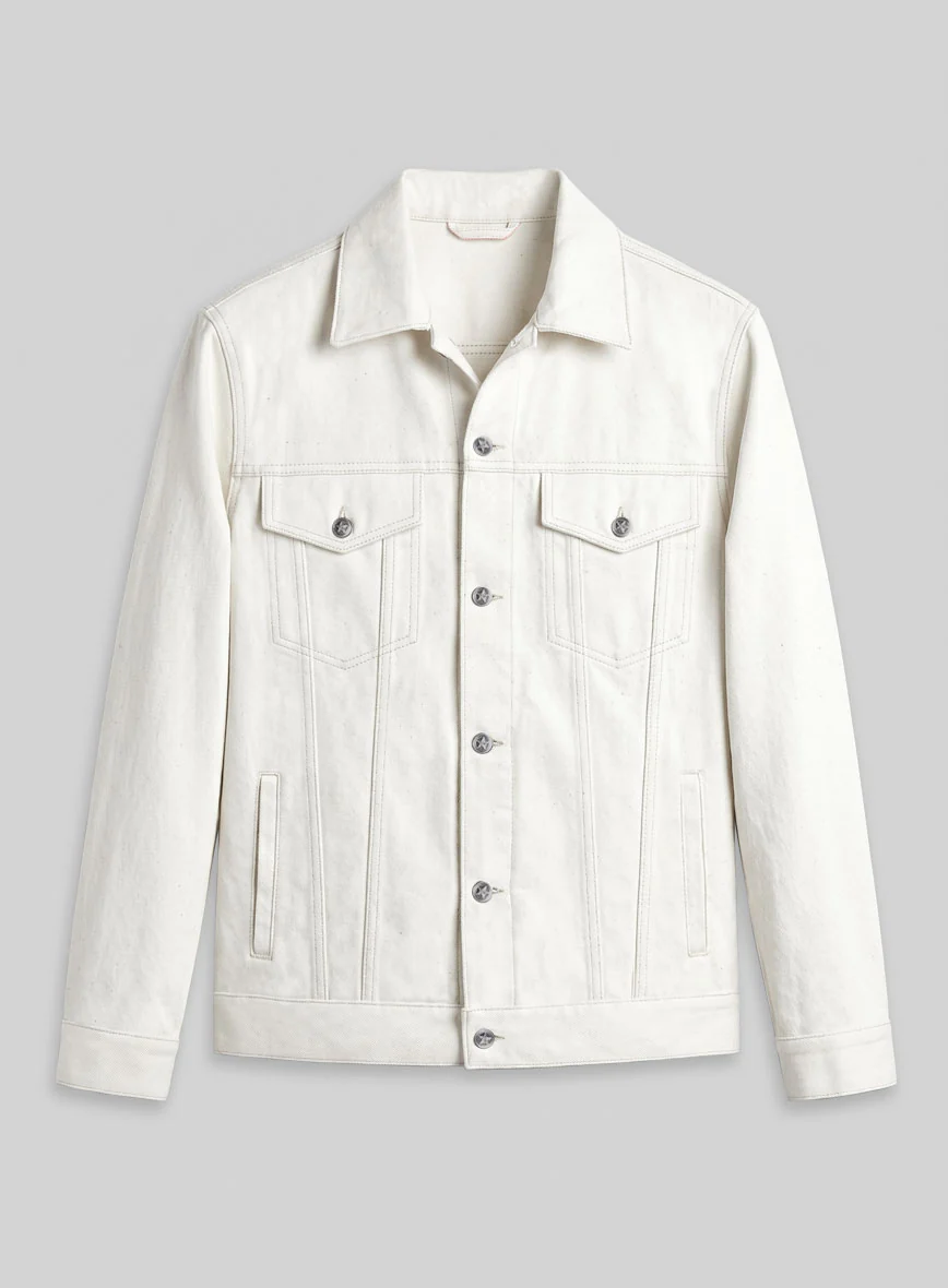 Trucker Selvedge White Denim Jacket - Image 2