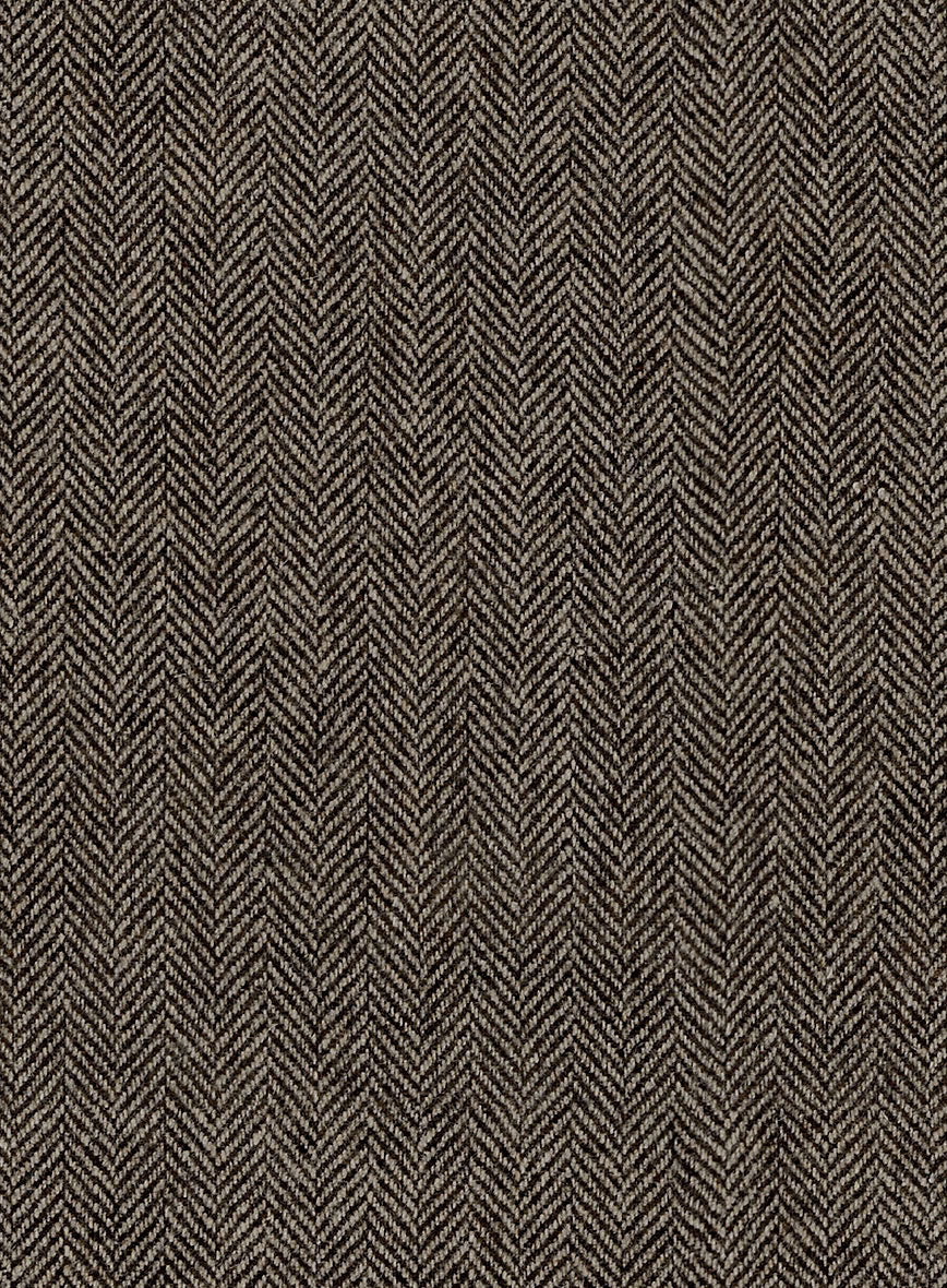 Vintage Dark Brown Herringbone Tweed Suit - Leather Trims - Image 10