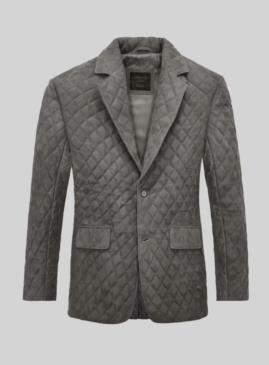 Vintage Dirty Gray Bocelli Quilted Leather Blazer