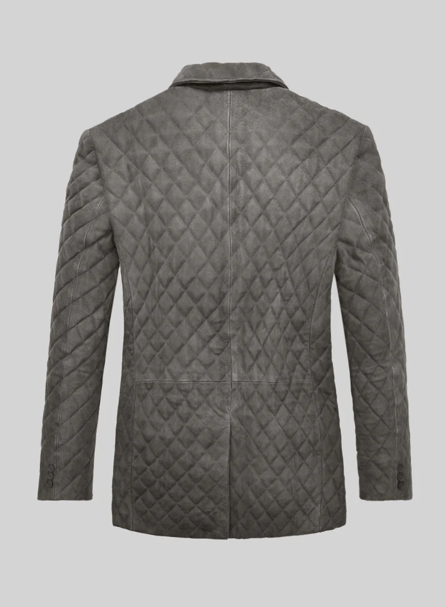 Vintage Dirty Gray Bocelli Quilted Leather Blazer - Image 2