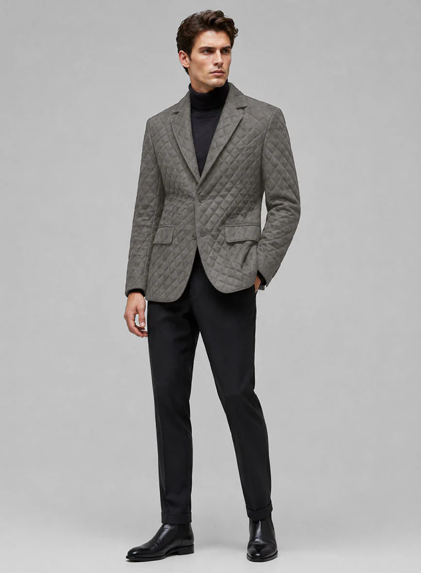 Vintage Dirty Gray Bocelli Quilted Leather Blazer - Image 6