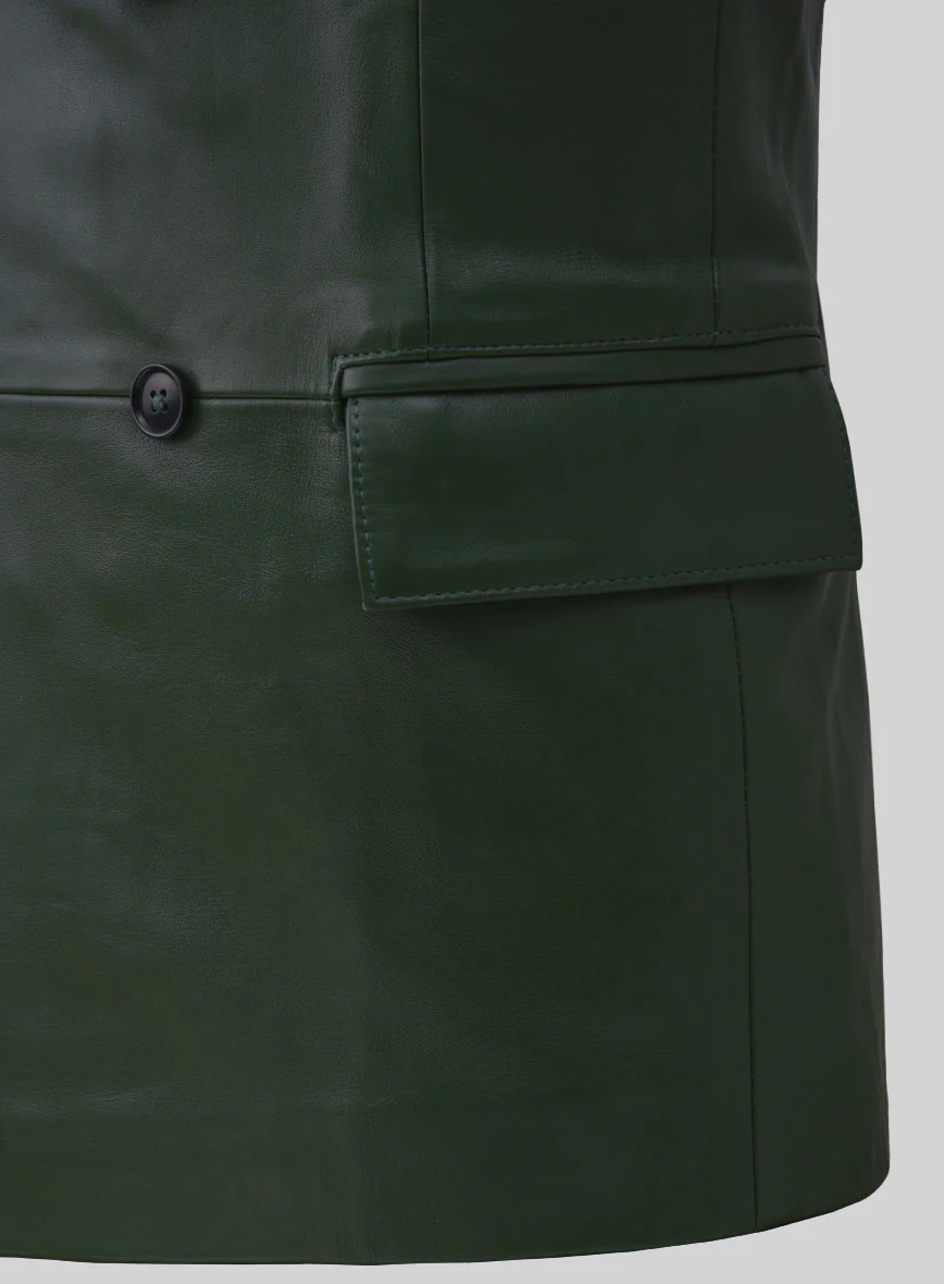 Vintage Green Leather Blazer - Image 4