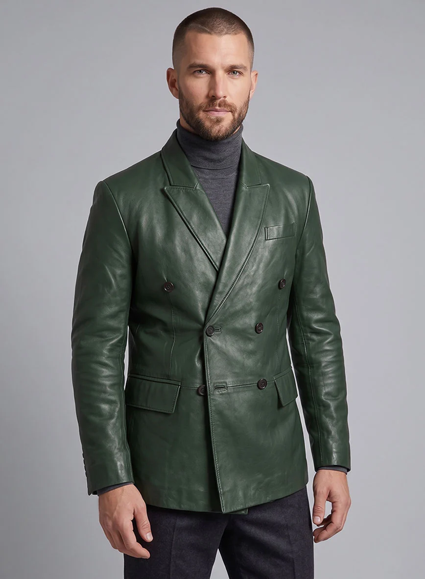 Vintage Green Leather Blazer - Image 6