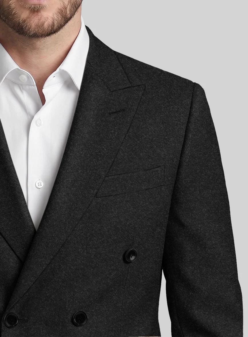 Vintage Plain Black Tweed Double Breasted Suit - Image 5