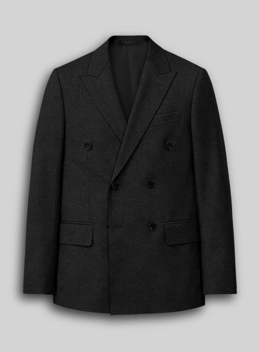 Vintage Plain Black Tweed Double Breasted Suit - Image 3