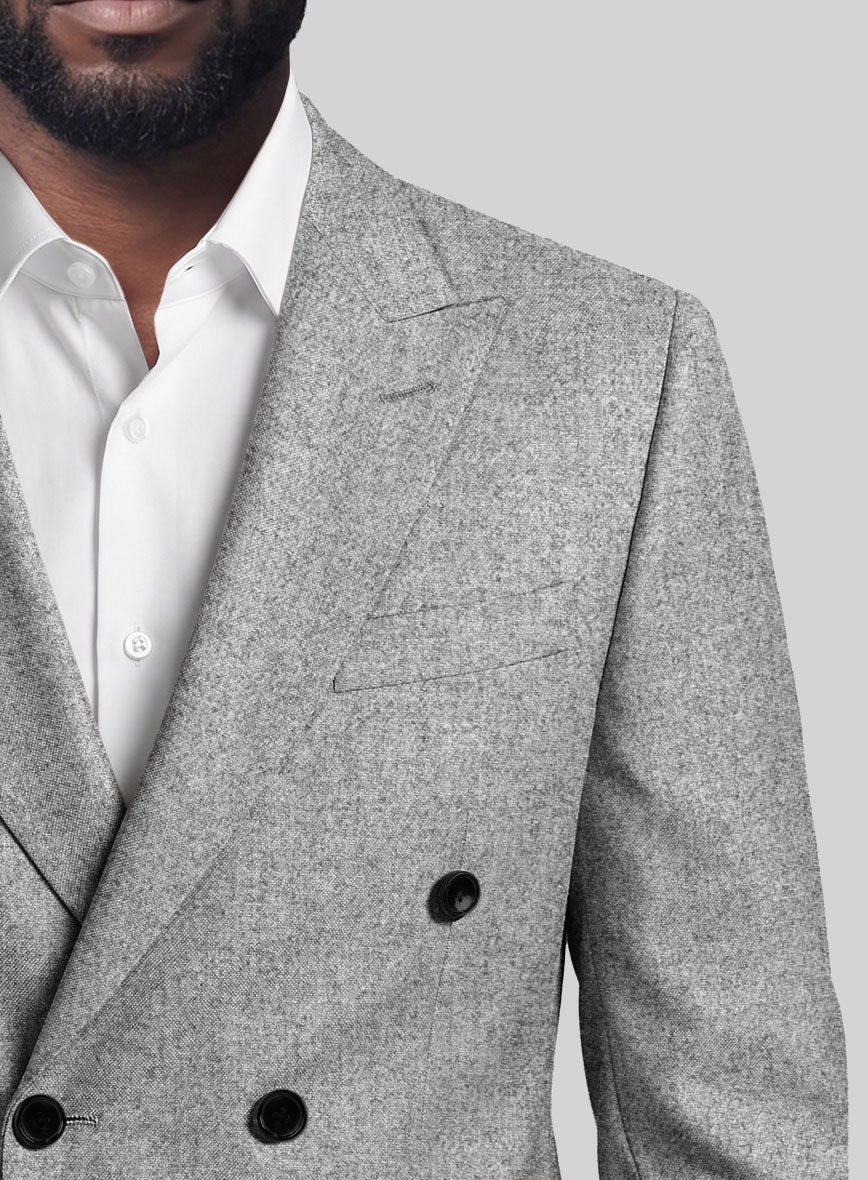 Vintage Plain Gray Tweed Double Breasted Jacket - Image 3