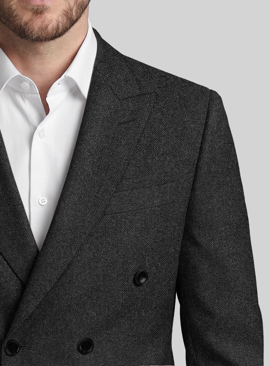 Vintage Rope Weave Charcoal Tweed Double Breasted Jacket - Image 3