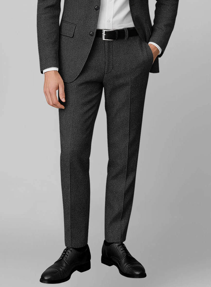 Vintage Rope Weave Charcoal Tweed Pants - Image 2