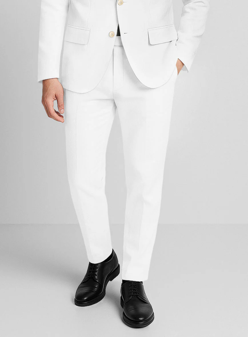 White Napoli Stretch Light Weight Cotton Suit - Image 5