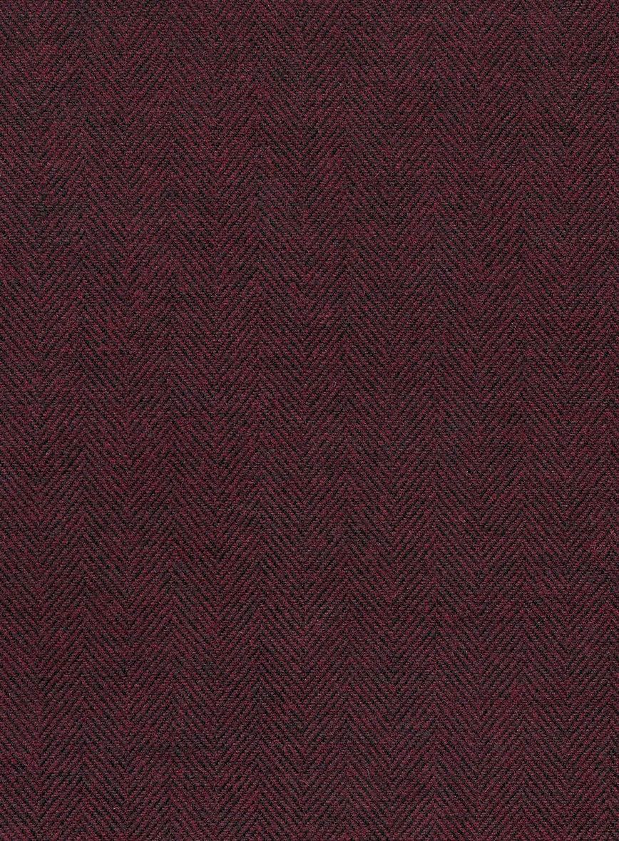 Wine Herringbone Tweed Double Breasted Jacket - Image 3