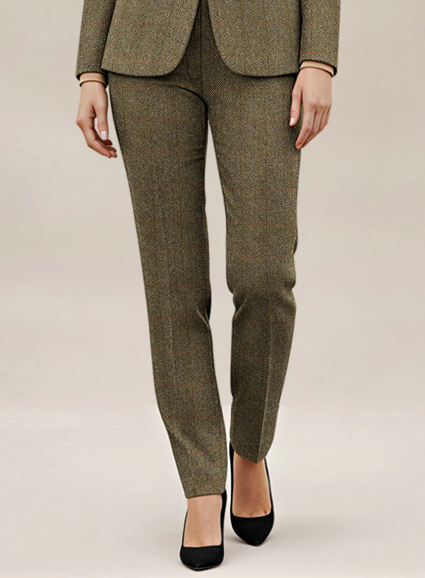 Women's Harris Tweed Country Brown Check Pants