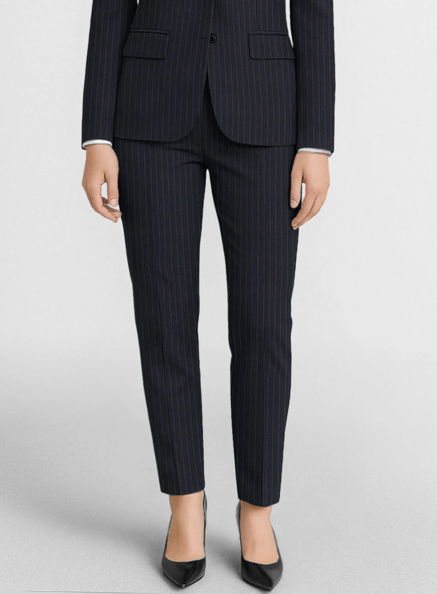 Women's Windsor Blue Stripe Wool Pants