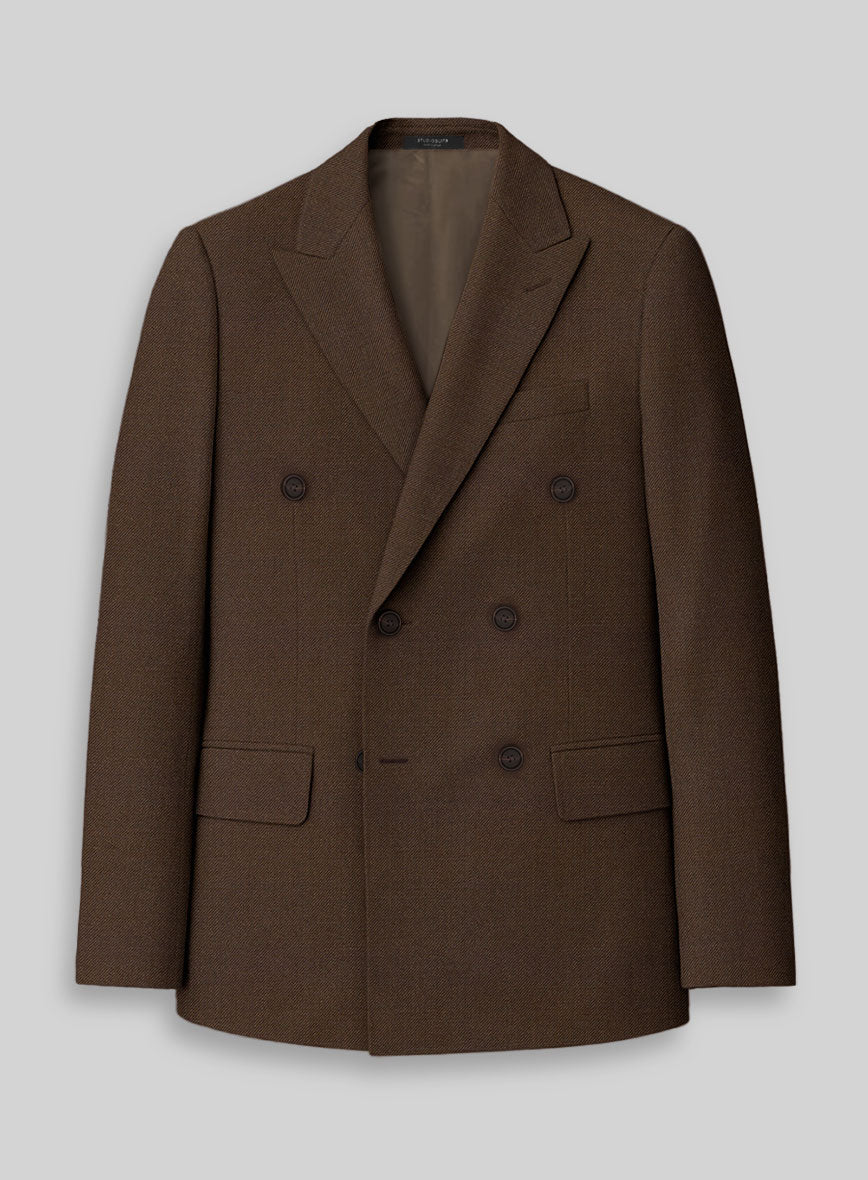 Worsted Brown Wool Double Breasted Suit - Image 3