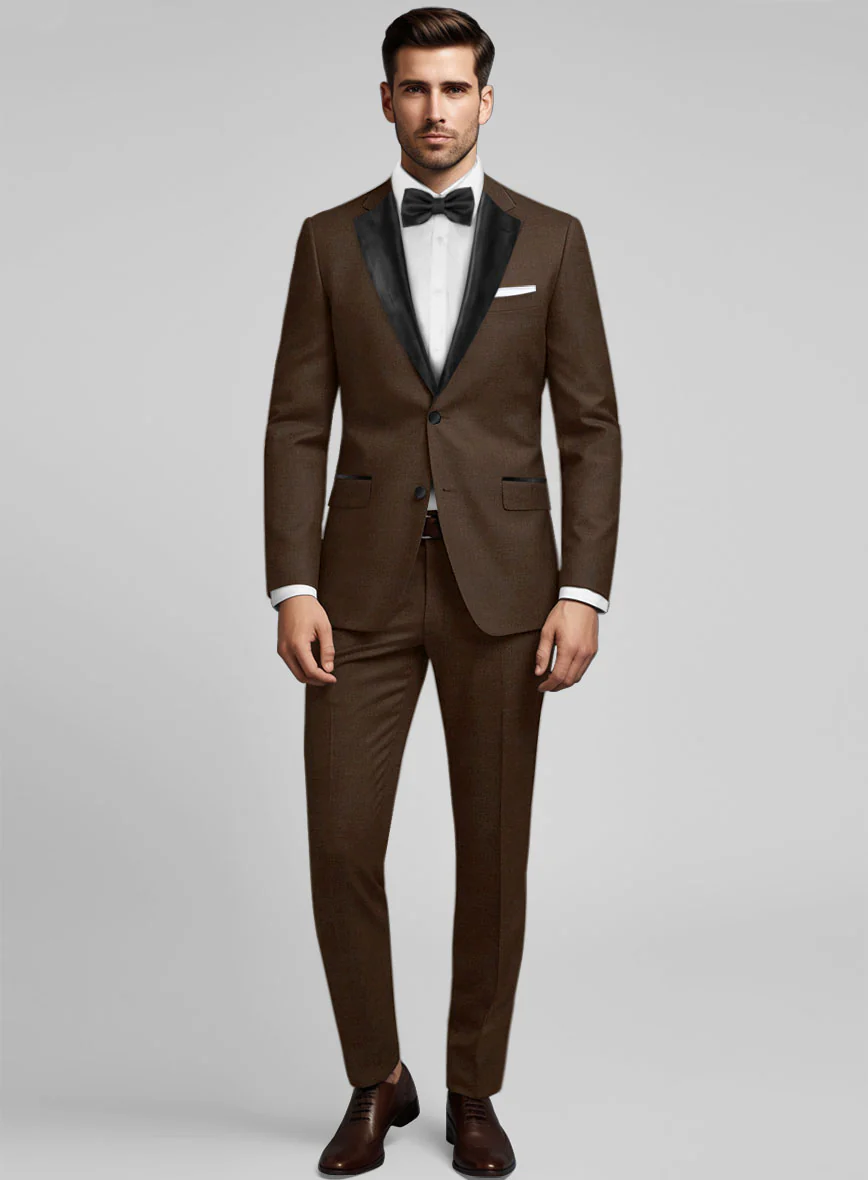 Worsted Brown Wool Tuxedo Suit
